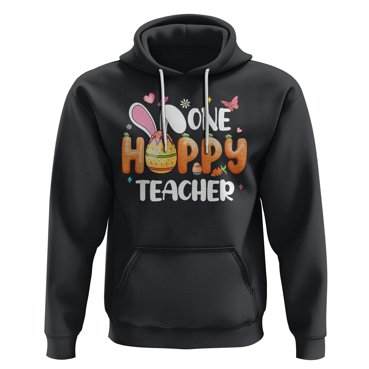 Easter Day Cute One Hoppy Teacher Bunny Carrot Hoodie - Wonder Print Shop