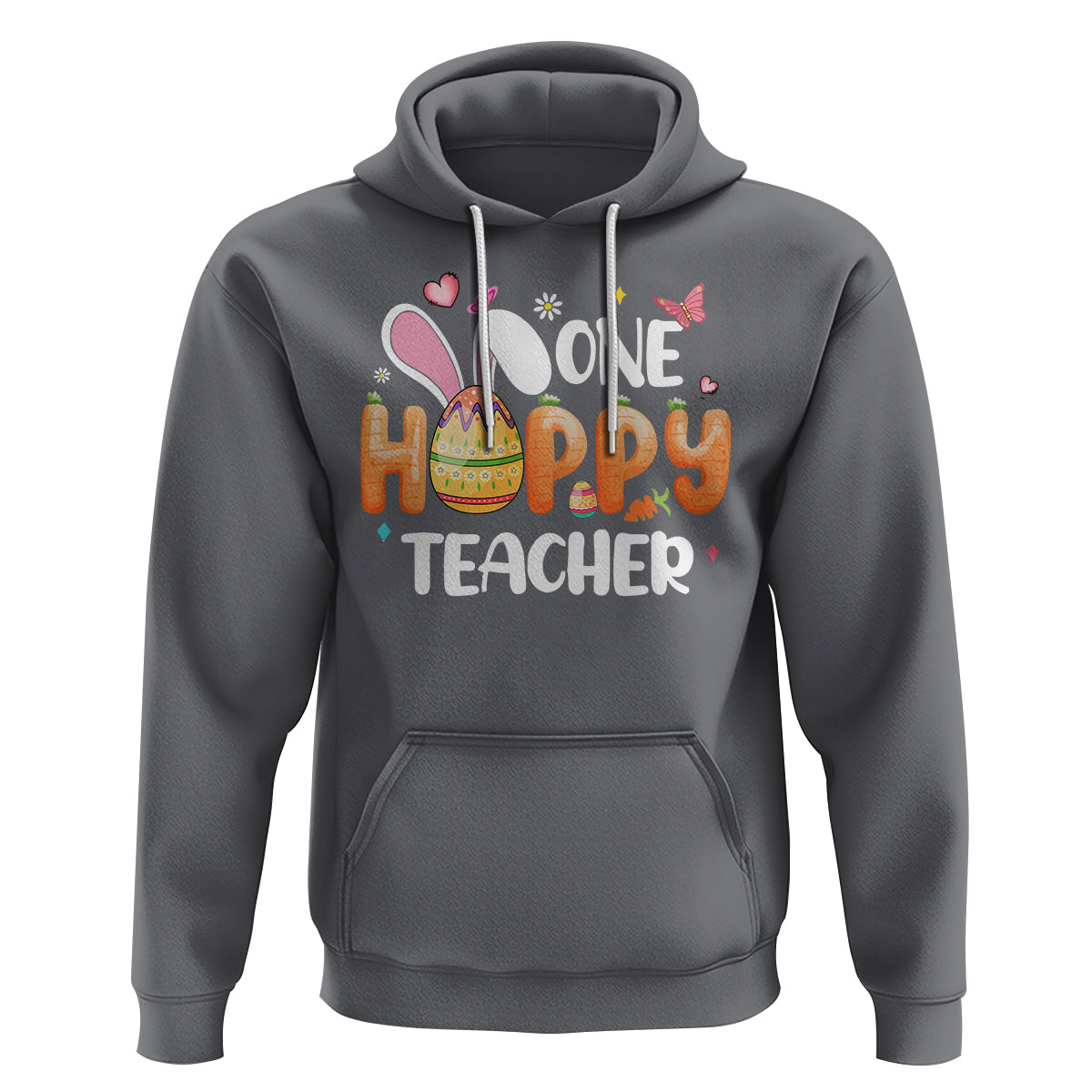 Easter Day Cute One Hoppy Teacher Bunny Carrot Hoodie - Wonder Print Shop