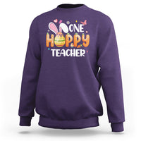 Easter Day Cute One Hoppy Teacher Bunny Carrot Sweatshirt - Wonder Print Shop
