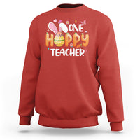 Easter Day Cute One Hoppy Teacher Bunny Carrot Sweatshirt - Wonder Print Shop