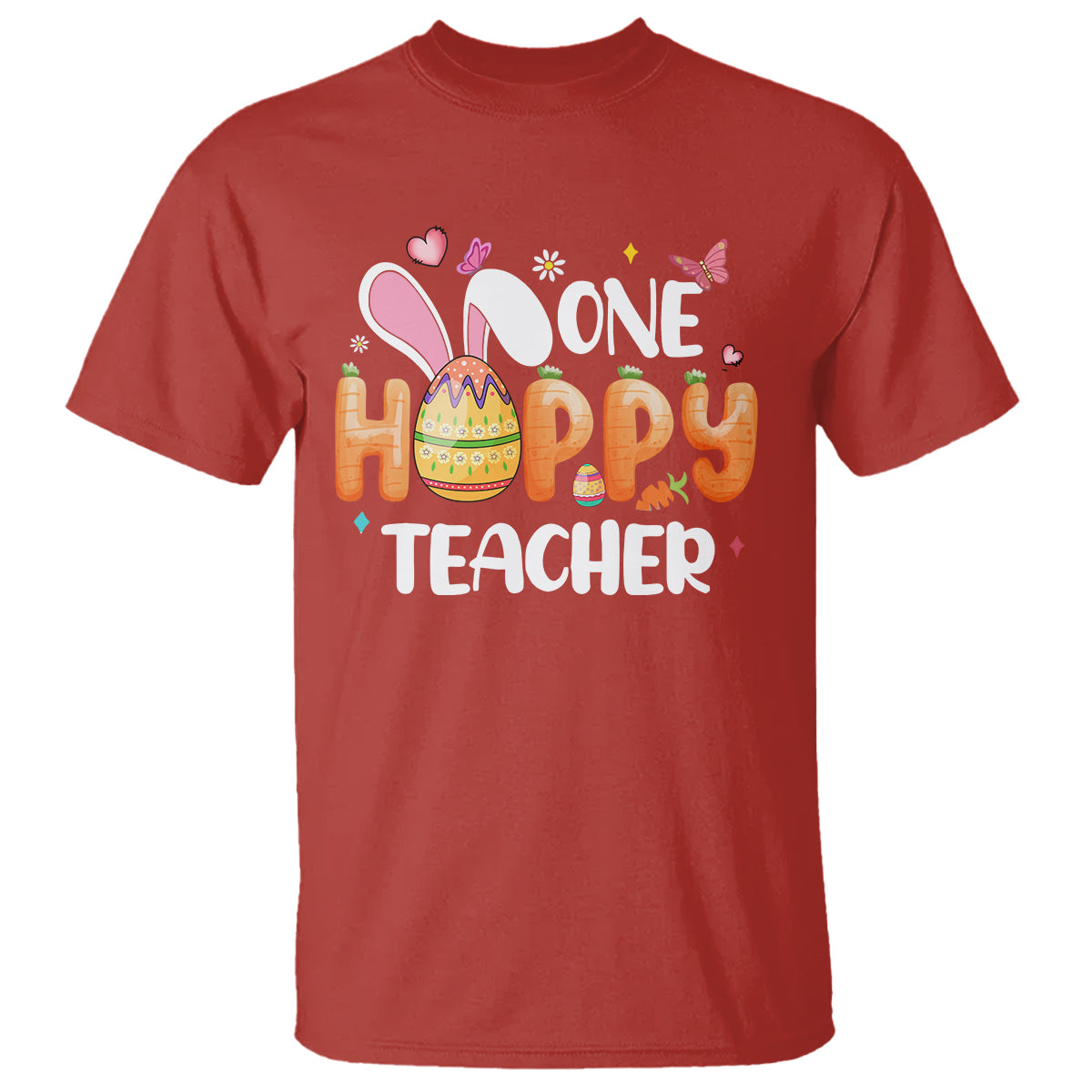 Easter Day Cute One Hoppy Teacher Bunny Carrot T Shirt - Wonder Print Shop