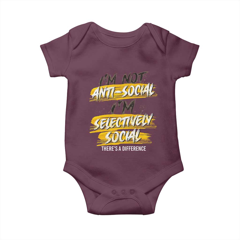 Funny Introvert Baby Onesie I'm Not Anti Social I'm Selectively Social