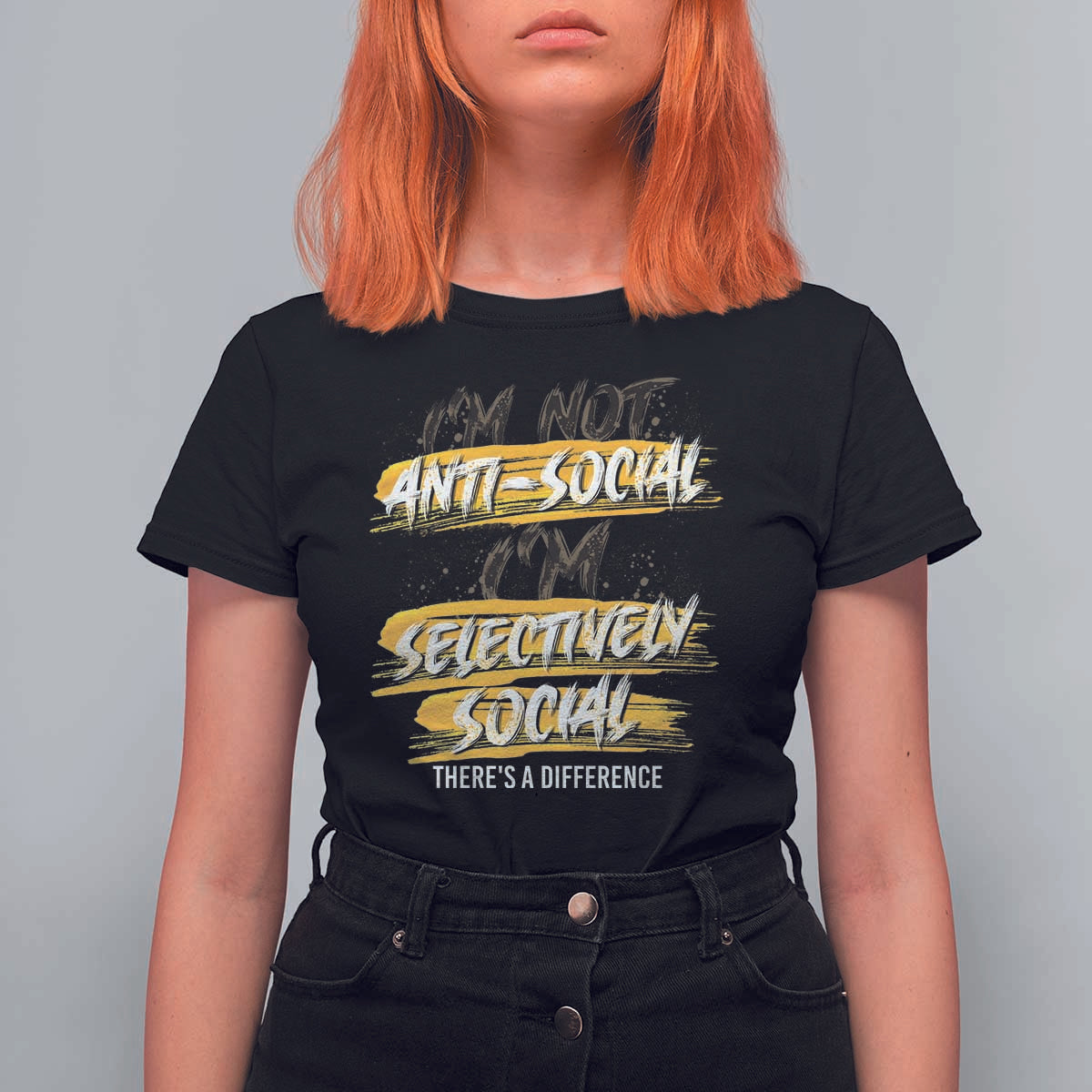 Funny Introvert T Shirt For Women I'm Not Anti Social I'm Selectively Social - Wonder Print Shop