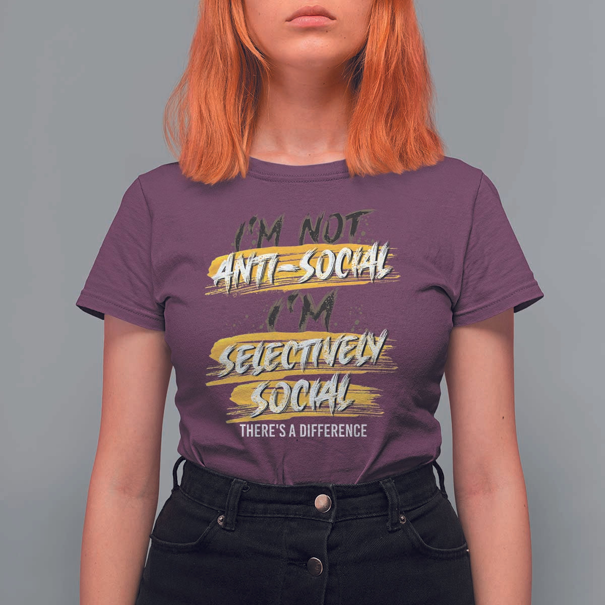 Funny Introvert T Shirt For Women I'm Not Anti Social I'm Selectively Social - Wonder Print Shop