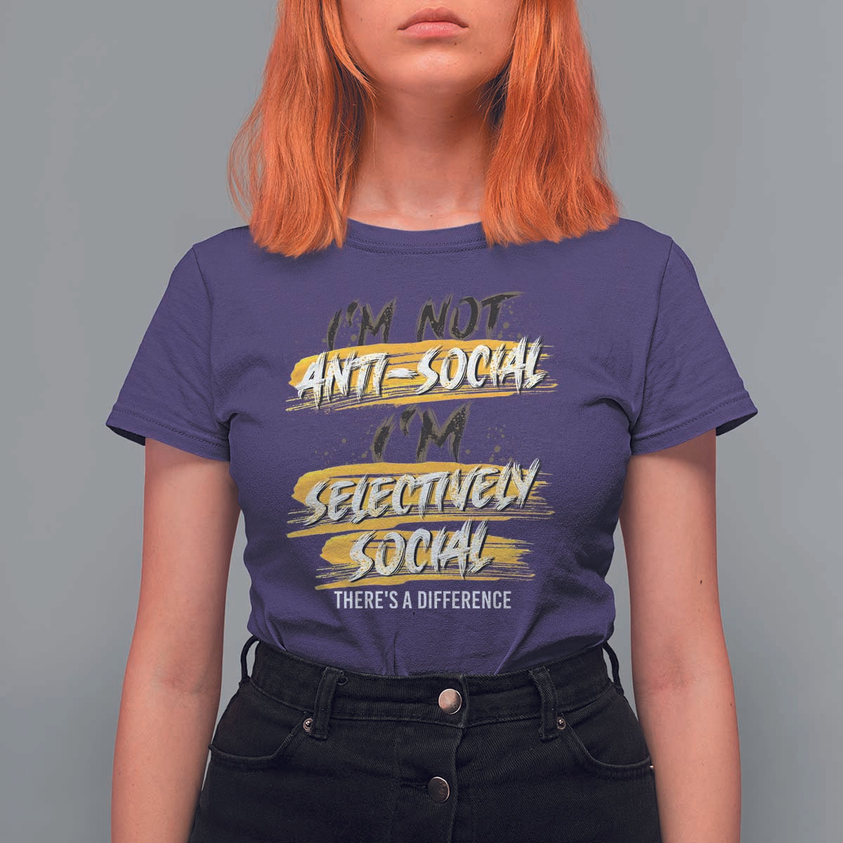 Funny Introvert T Shirt For Women I'm Not Anti Social I'm Selectively Social - Wonder Print Shop