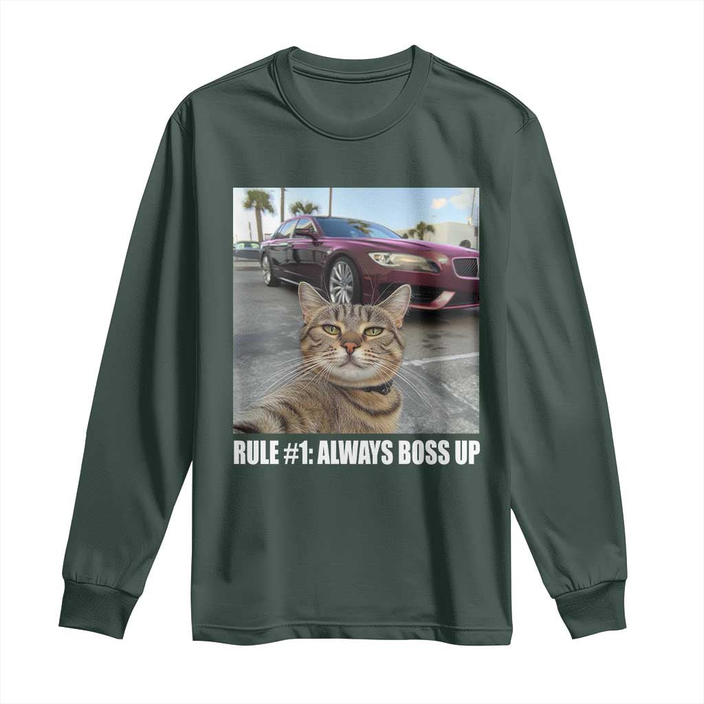 Funny Cat Meme Long Sleeve Shirt Rule No.1 Always Boss Up