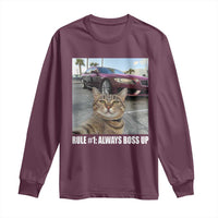 Funny Cat Meme Long Sleeve Shirt Rule No.1 Always Boss Up