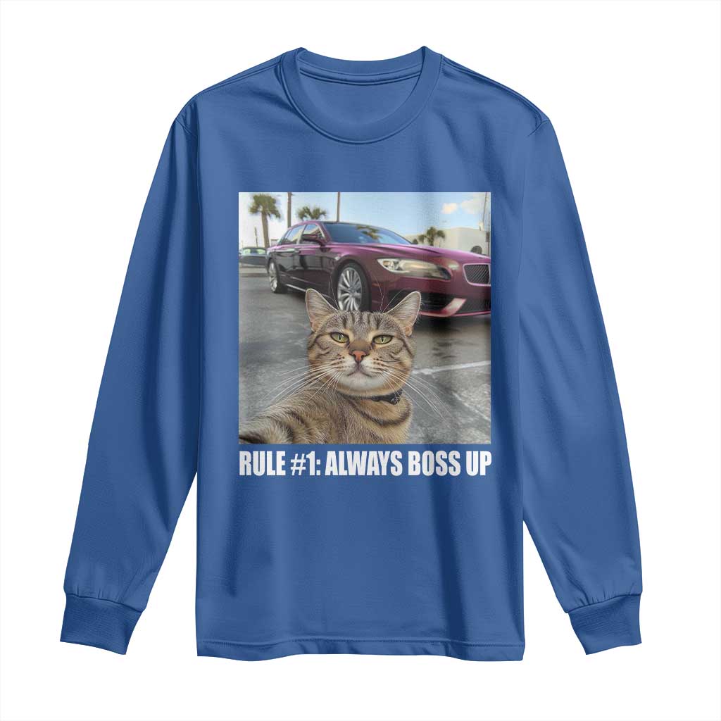 Funny Cat Meme Long Sleeve Shirt Rule No.1 Always Boss Up