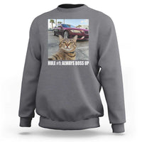 Funny Cat Meme Sweatshirt Rule No.1 Always Boss Up - Wonder Print Shop