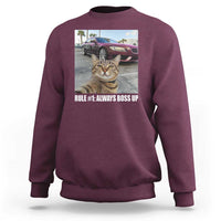 Funny Cat Meme Sweatshirt Rule No.1 Always Boss Up - Wonder Print Shop