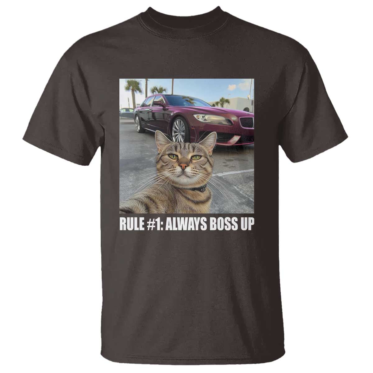 Funny Cat Meme T Shirt Rule No.1 Always Boss Up - Wonder Print Shop