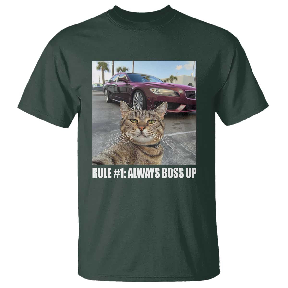Funny Cat Meme T Shirt Rule No.1 Always Boss Up - Wonder Print Shop