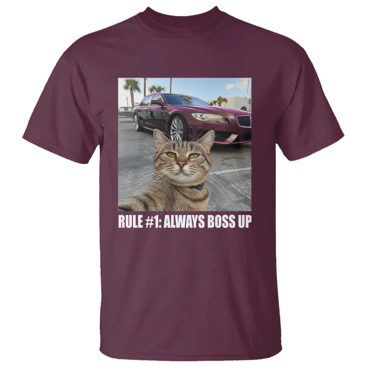 Funny Cat Meme T Shirt Rule No.1 Always Boss Up - Wonder Print Shop