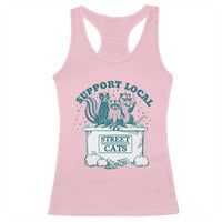 Funny Support Local Street Cat Racerback Tank Top Raccoon Opossum Skunk Garbage Crew