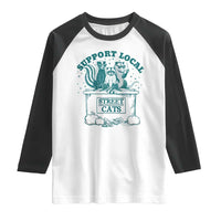 Funny Support Local Street Cat Raglan Shirt Raccoon Opossum Skunk Garbage Crew