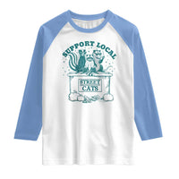 Funny Support Local Street Cat Raglan Shirt Raccoon Opossum Skunk Garbage Crew