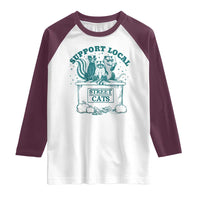 Funny Support Local Street Cat Raglan Shirt Raccoon Opossum Skunk Garbage Crew