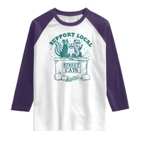 Funny Support Local Street Cat Raglan Shirt Raccoon Opossum Skunk Garbage Crew