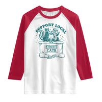 Funny Support Local Street Cat Raglan Shirt Raccoon Opossum Skunk Garbage Crew