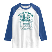 Funny Support Local Street Cat Raglan Shirt Raccoon Opossum Skunk Garbage Crew
