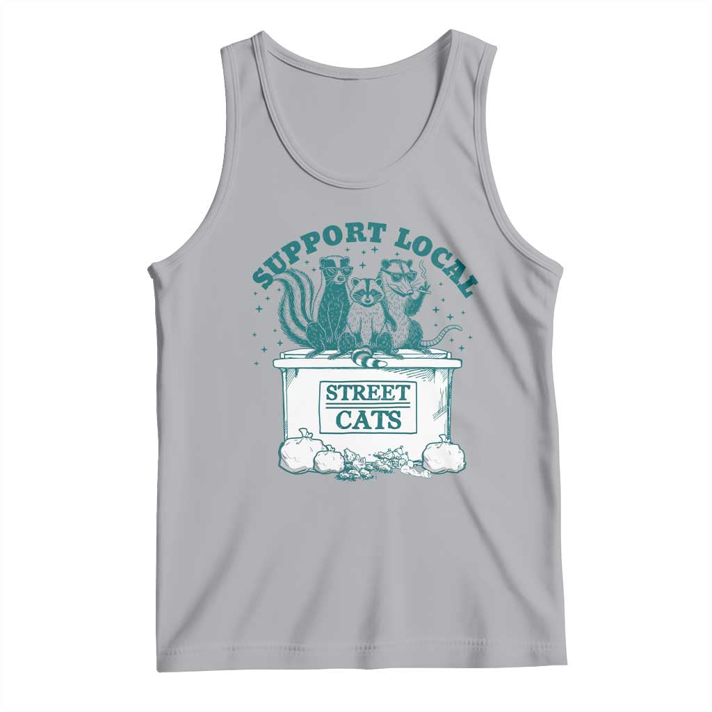 Funny Support Local Street Cat Tank Top Raccoon Opossum Skunk Garbage Crew