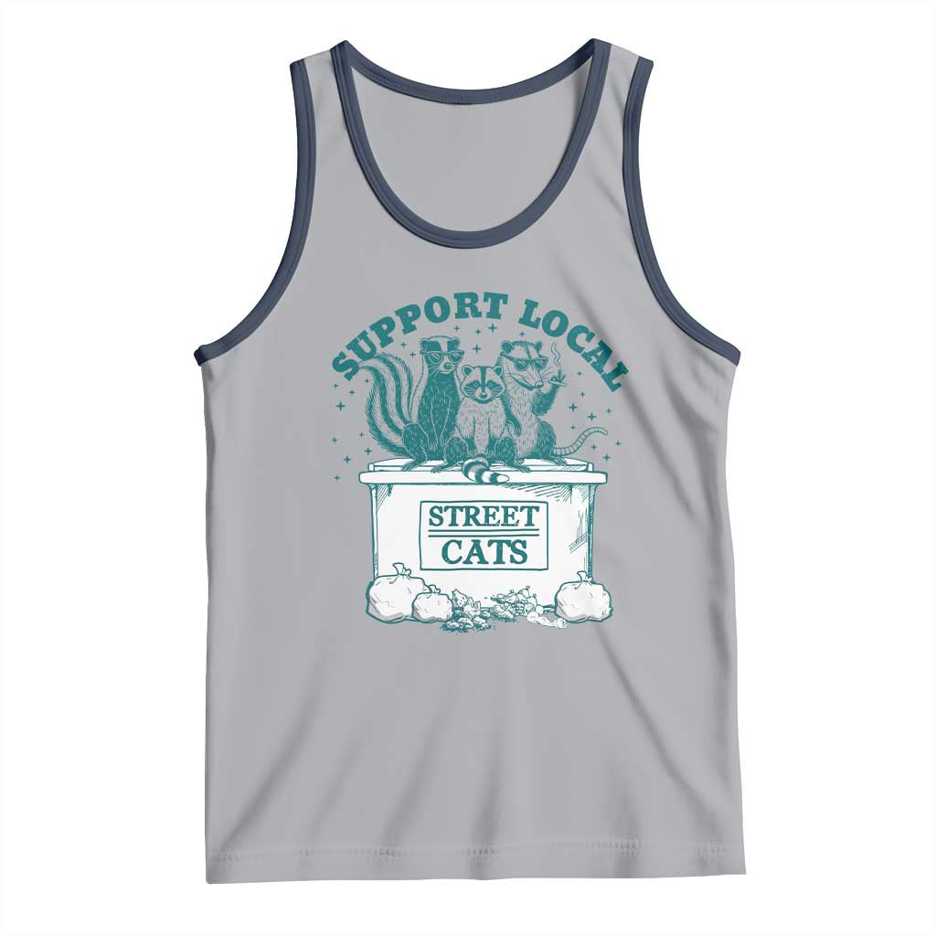 Funny Support Local Street Cat Tank Top Raccoon Opossum Skunk Garbage Crew