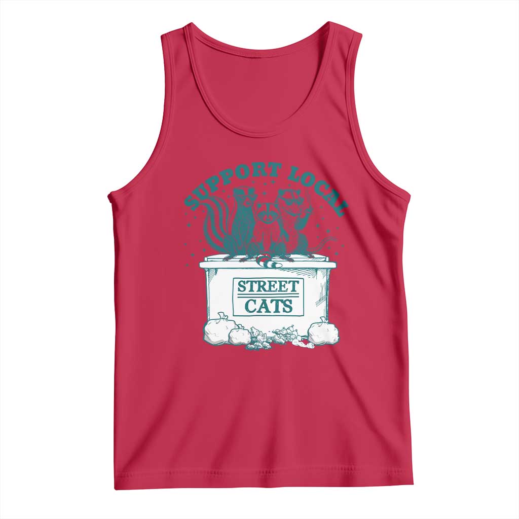 Funny Support Local Street Cat Tank Top Raccoon Opossum Skunk Garbage Crew