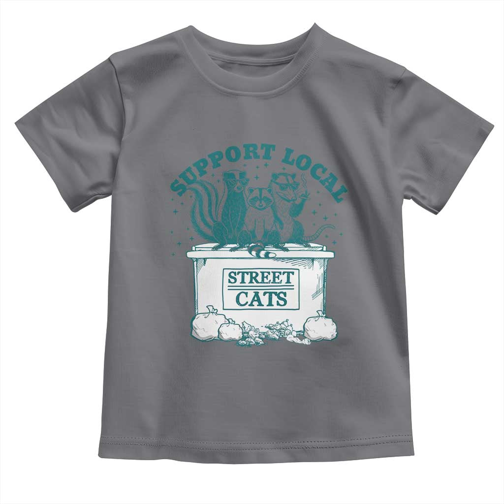 Funny Support Local Street Cat Toddler T Shirt Raccoon Opossum Skunk Garbage Crew