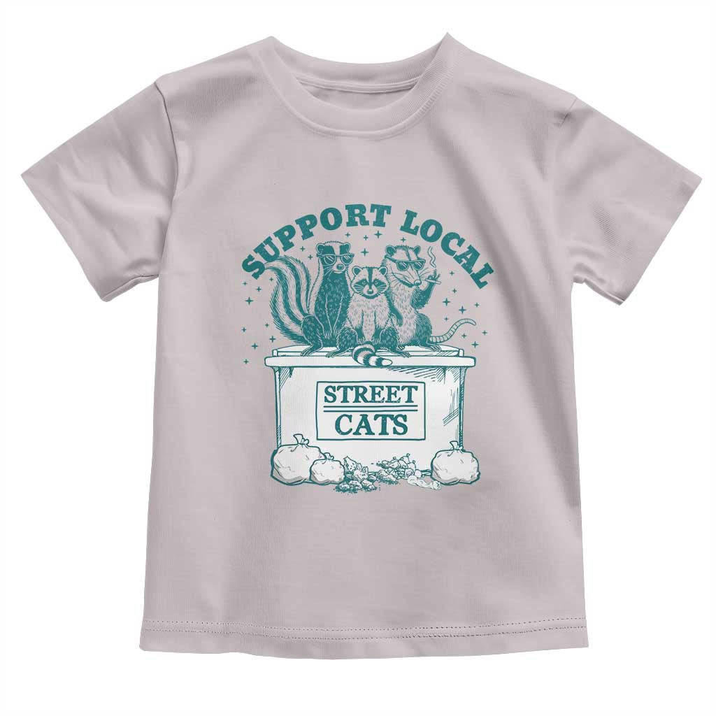 Funny Support Local Street Cat Toddler T Shirt Raccoon Opossum Skunk Garbage Crew
