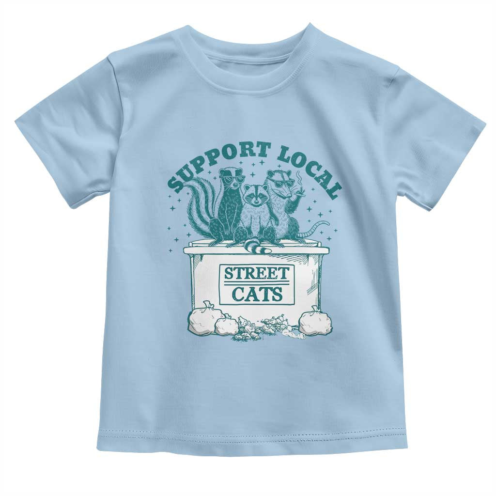 Funny Support Local Street Cat Toddler T Shirt Raccoon Opossum Skunk Garbage Crew