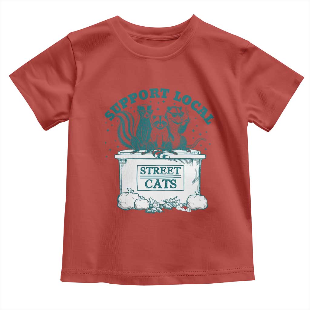 Funny Support Local Street Cat Toddler T Shirt Raccoon Opossum Skunk Garbage Crew