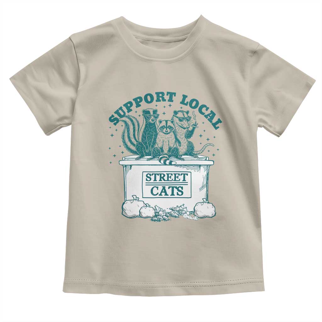 Funny Support Local Street Cat Toddler T Shirt Raccoon Opossum Skunk Garbage Crew