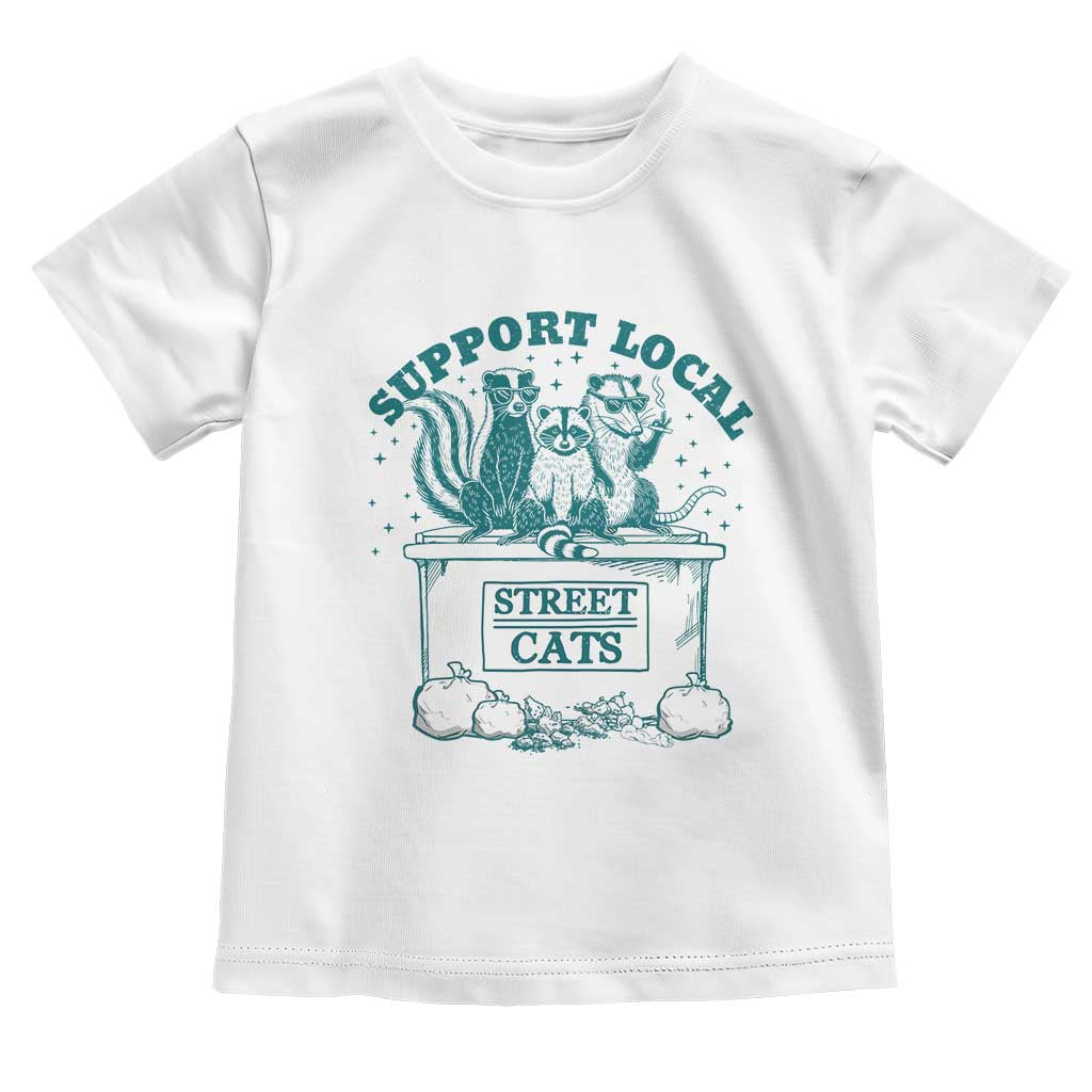 Funny Support Local Street Cat Toddler T Shirt Raccoon Opossum Skunk Garbage Crew