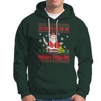 Merry Fishmas Santa Fishing Xmas Fish Fisherman Hoodie - Wonder Print Shop