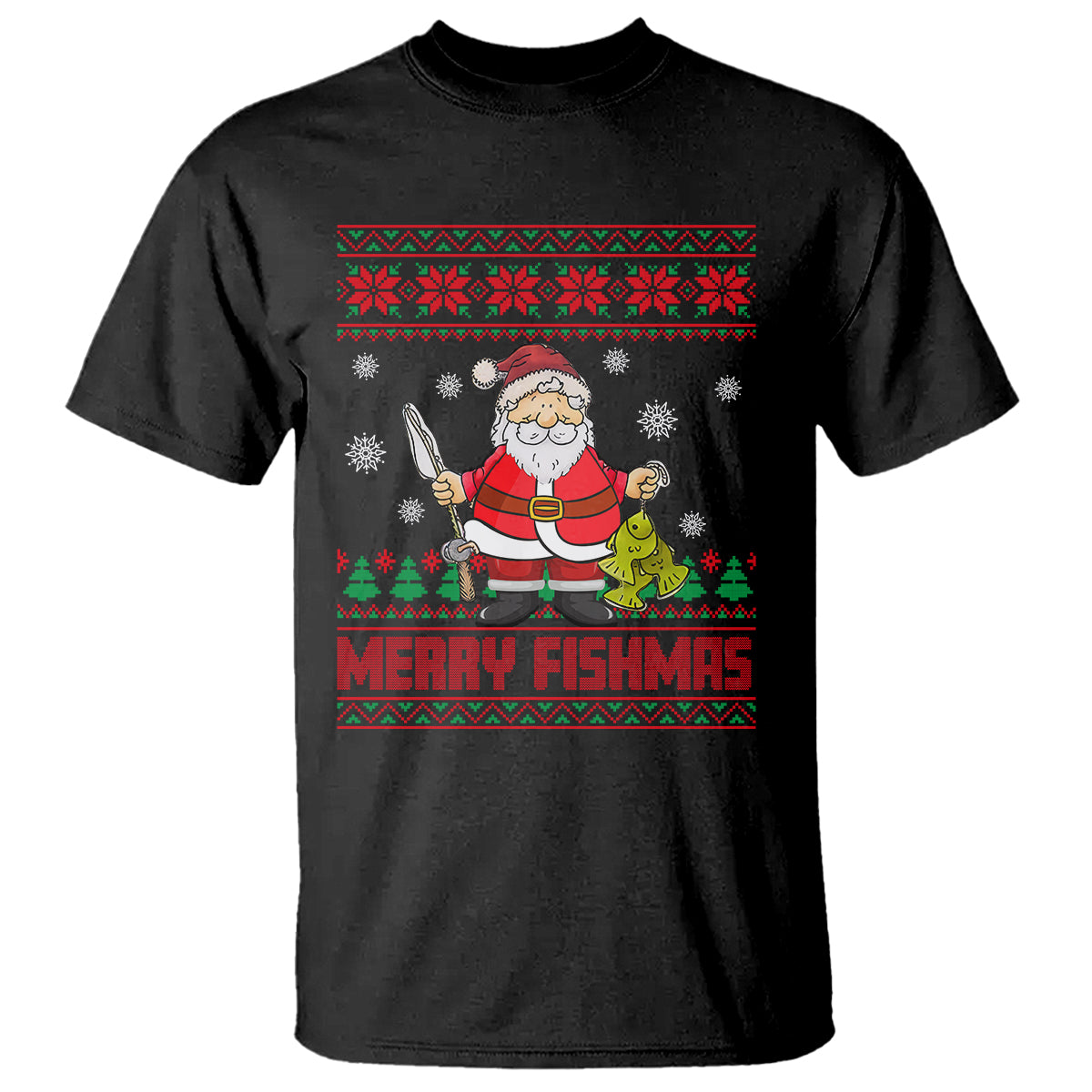 Merry Fishmas Santa Fishing Xmas Fish Fisherman T Shirt - Wonder Print Shop