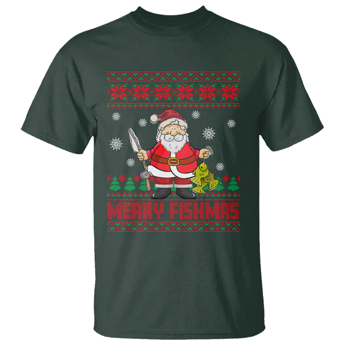 Merry Fishmas Santa Fishing Xmas Fish Fisherman T Shirt - Wonder Print Shop