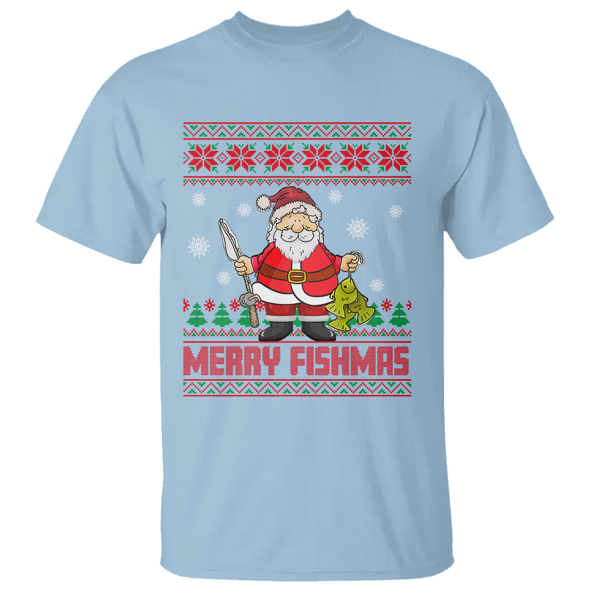 Merry Fishmas Santa Fishing Xmas Fish Fisherman T Shirt - Wonder Print Shop