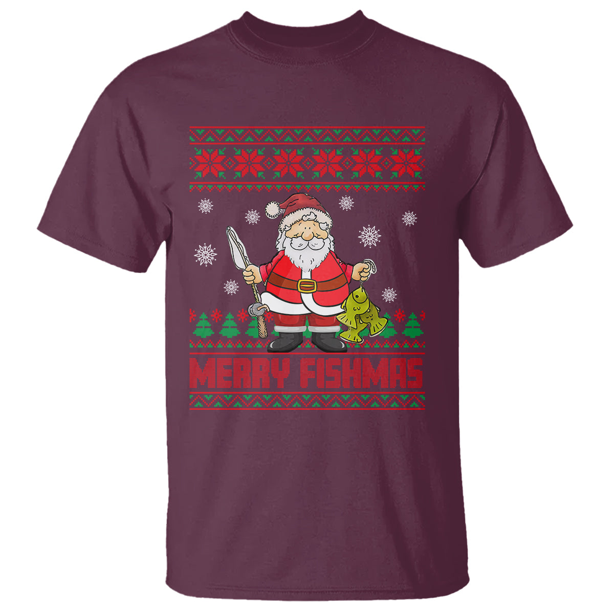 Merry Fishmas Santa Fishing Xmas Fish Fisherman T Shirt - Wonder Print Shop