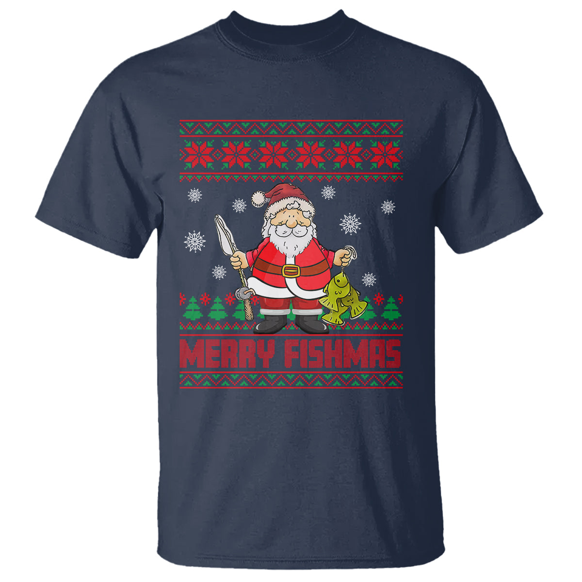 Merry Fishmas Santa Fishing Xmas Fish Fisherman T Shirt - Wonder Print Shop
