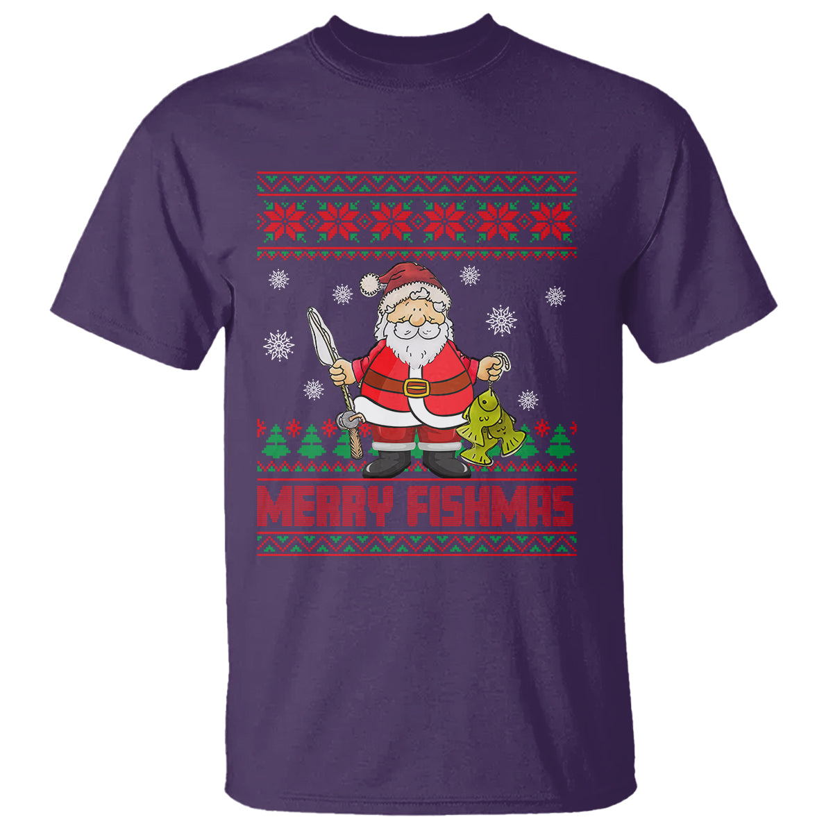 Merry Fishmas Santa Fishing Xmas Fish Fisherman T Shirt - Wonder Print Shop
