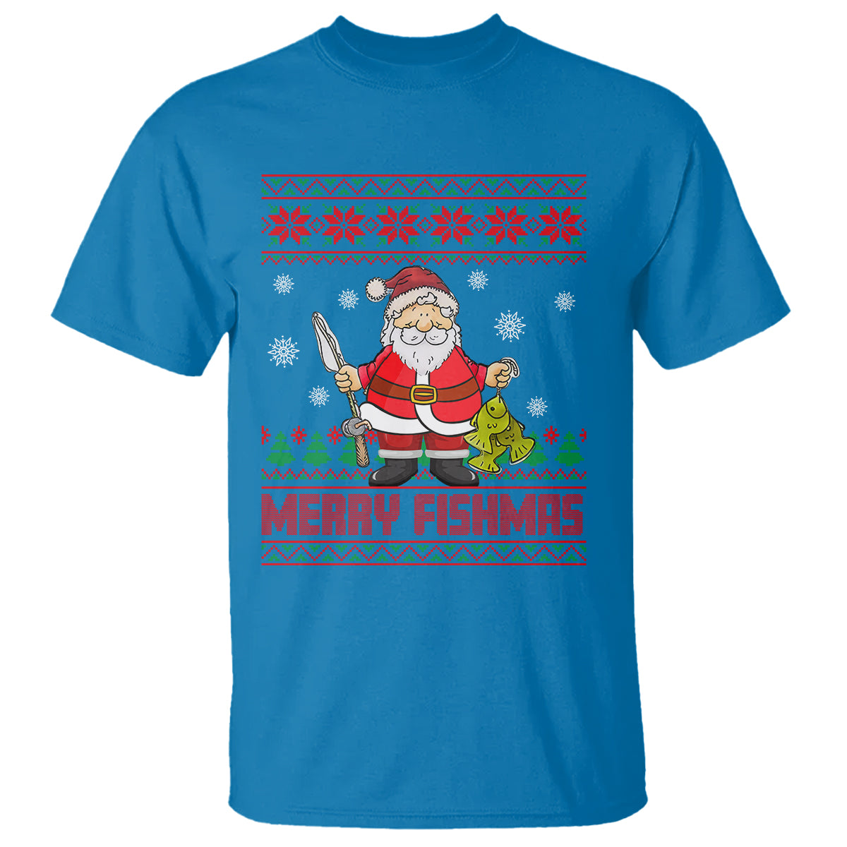 Merry Fishmas Santa Fishing Xmas Fish Fisherman T Shirt - Wonder Print Shop