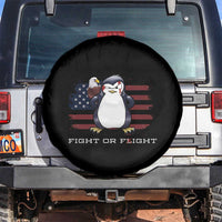 Fight or Flight Meme Cool Penguin Pun Patriotic US Flag Spare Tire Cover