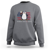 Fight or Flight Meme Cool Penguin Pun Patriotic US Flag Sweatshirt - Wonder Print Shop