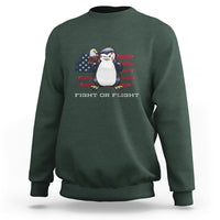 Fight or Flight Meme Cool Penguin Pun Patriotic US Flag Sweatshirt - Wonder Print Shop