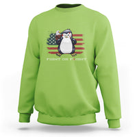 Fight or Flight Meme Cool Penguin Pun Patriotic US Flag Sweatshirt - Wonder Print Shop