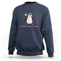 Fight or Flight Meme Cool Penguin Pun Patriotic US Flag Sweatshirt - Wonder Print Shop