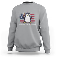 Fight or Flight Meme Cool Penguin Pun Patriotic US Flag Sweatshirt - Wonder Print Shop