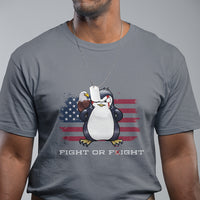 Fight or Flight Meme Cool Penguin Pun Patriotic US Flag T Shirt - Wonder Print Shop