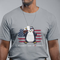 Fight or Flight Meme Cool Penguin Pun Patriotic US Flag T Shirt - Wonder Print Shop