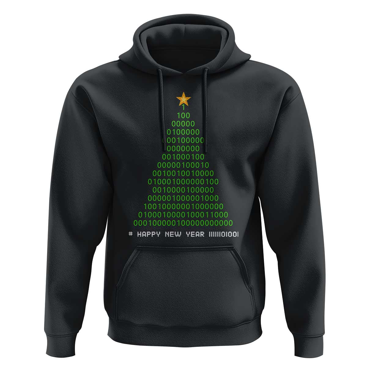 Funny Binary Christmas Tree Hoodie HAPPY NEW YEAR 11111101001